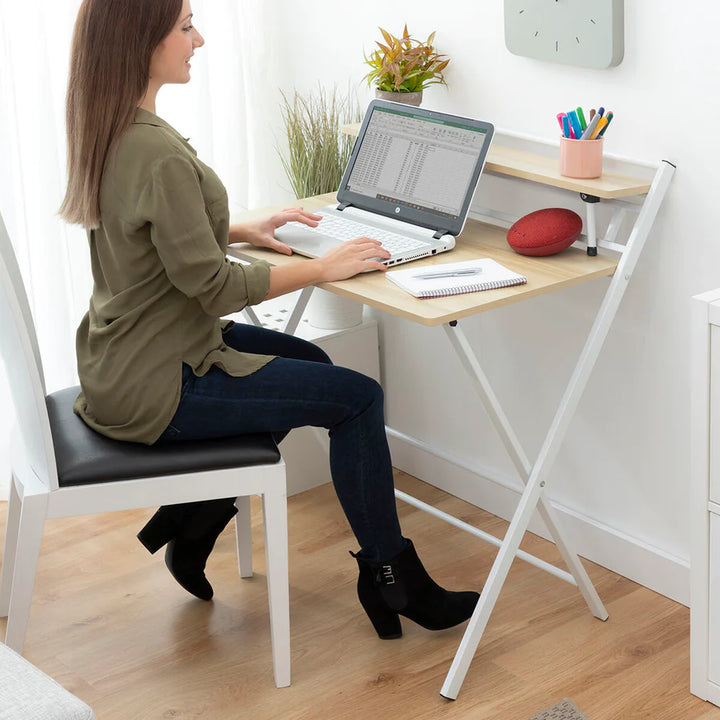 SAMMENLEGGBART SKRIVEBORD MED HYLLE TABLEZY INNOVAGOODS