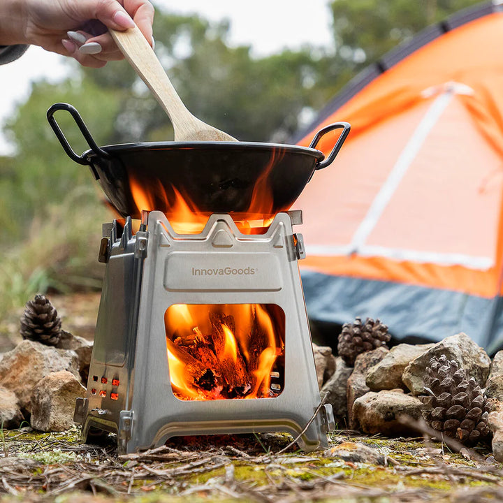 SAMMENLEGGBAR STÅL CAMPING KOMFYR FLAMET INNOVAGOODS